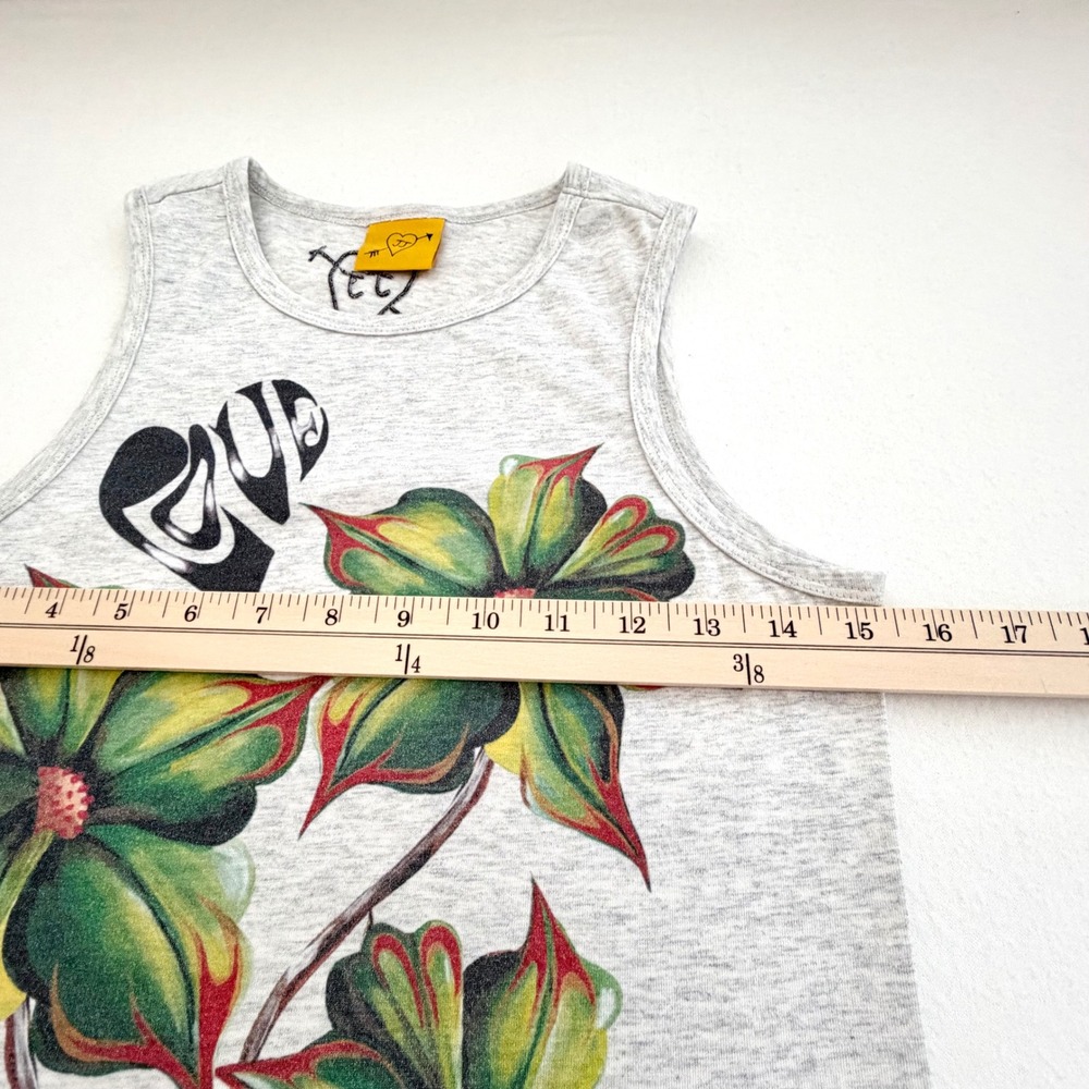 Juliet Johnstone Evergreen Bloom Tank Top Gray Floral Cotton Fairy Grunge BTC S - Picture 6 of 16